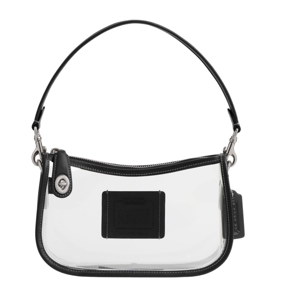 New Coach Clear Stadium Swinger Shoulder Bag with Black Trim and Silver Hardware